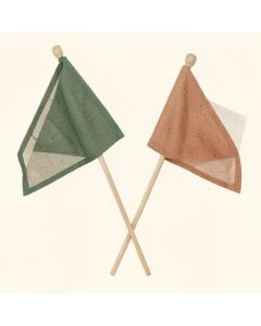 Christmas Way Camper 2-Sided Burlap 18 X 13 In . Flag Set (synthetic illustration; no displayed measurements)