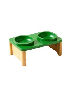 Lake Bend Pet Feeding Stand With Two Plain Empty Bowls - Green