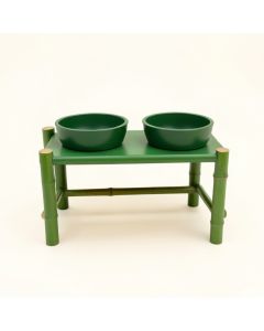 Bay Dell Pet Feeding Stand With Two Plain Empty Bowls - Green (synthetic illustration; no displayed measurements)