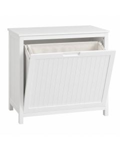 Elm Canyon Freestanding Pull-Out Hamper Cabinet - White