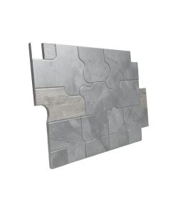 Large Interlocking Glazed Random Sized Porcelain Wood Look Tile In Gray