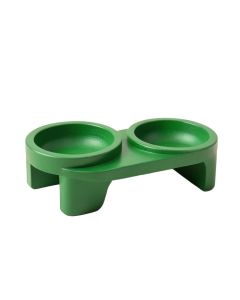 Wren Falls Pet Feeding Stand With Two Plain Empty Bowls - Green
