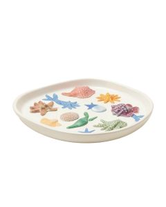 Sea And Shore Marine Life Small Stoneware Serving Tray (synthetic illustration; no displayed measurements)