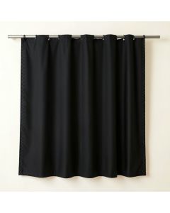 Cove Edge Shower Curtain Hanging Flat From A Plain Rod - Black (synthetic illustration; no displayed measurements)