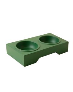 Olive Bluff Pet Feeding Stand With Two Plain Empty Bowls - Green