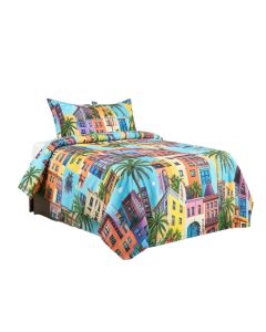 Mint Brick Old Wall Background In Vibrant Tones Architecture Urban Building Picture Duvet Cover Set