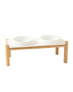 River Bluff Pet Feeding Stand With Two Plain Empty Bowls - White (synthetic illustration; no displayed measurements)