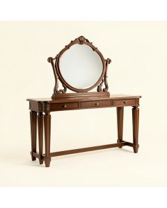 Theon Mirror And Champagne Console Table (synthetic illustration; no displayed measurements)