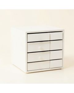 Dune Edge Small-Parts Storage Drawer Cabinet - White (synthetic illustration; no displayed measurements)