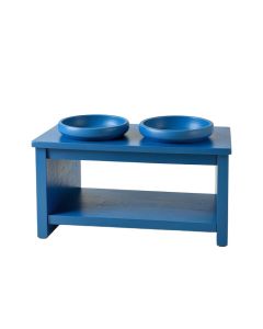 Harbor Falls Pet Feeding Stand With Two Plain Empty Bowls - Blue