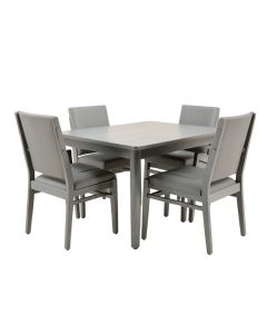 Mid-Century 5 Piece Wooden Dining Set With 4 Padded Dining Chairs