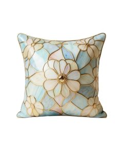 Stained Glass Floral Throw Pillow