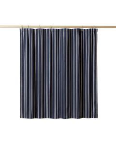 Lake Bridge Shower Curtain Hanging Flat From A Plain Rod - Navy (synthetic illustration; no displayed measurements)
