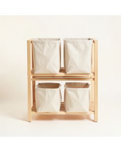 Linden Branch Laundry Sorting Station With Plain Removable Bags - Beige (synthetic illustration; no displayed measurements)