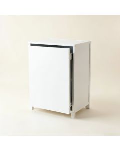 Birch Crest Freestanding Pull-Out Hamper Cabinet - White (synthetic illustration; no displayed measurements)