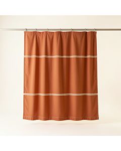 Glen Crest Shower Curtain Hanging Flat From A Plain Rod - Terracotta (synthetic illustration; no displayed measurements)