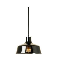 Rowan Crest Pendant Light Suspended From One Plain Cable - Black