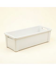 Maple Brook Narrow Outdoor Storage Bench - White (synthetic illustration; no displayed measurements)