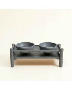 Reed Bend Pet Feeding Stand With Two Plain Empty Bowls - Gray (synthetic illustration; no displayed measurements)