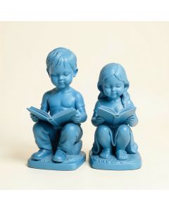 Braylen A Boy And A Girl Reading A Book 2 Piece Statue Set (synthetic illustration; no displayed measurements)