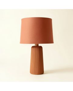 Alder Bluff Table Lamp With A Plain Fabric Shade - Terracotta (synthetic illustration; no displayed measurements)