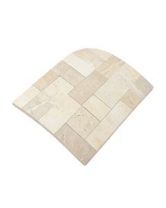 Crema Herringbone Arched 1 '' X 3 '' Marble Mosaic Tile
