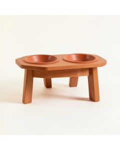 Heath Dell Pet Feeding Stand With Two Plain Empty Bowls - Terracotta (synthetic illustration; no displayed measurements)