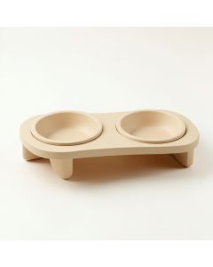 Stone Dell Pet Feeding Stand With Two Plain Empty Bowls - Beige (synthetic illustration; no displayed measurements)