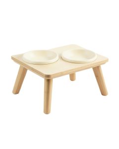 Field Bend Pet Feeding Stand With Two Plain Empty Bowls - Cream