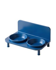 Slate Crossing Pet Feeding Stand With Two Plain Empty Bowls - Blue (synthetic illustration; no displayed measurements)