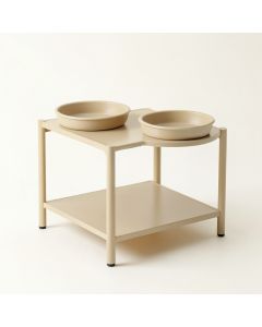 Holly Crest Pet Feeding Stand With Two Plain Empty Bowls - Beige (synthetic illustration; no displayed measurements)