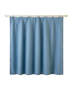 Aspen Dell Shower Curtain Hanging Flat From A Plain Rod - Blue (synthetic illustration; no displayed measurements)