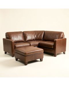 Russ 103.5 '' Wide Faux Leather Sofa & Chaise With Ottoman (synthetic illustration; no displayed measurements)