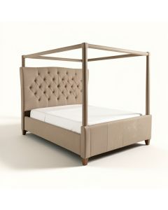 Tufted Upholstered Four Poster Bed (synthetic illustration; no displayed measurements)