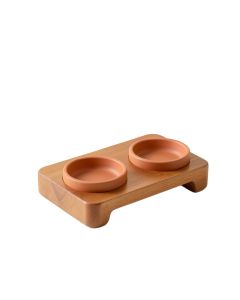 Elm Crossing Pet Feeding Stand With Two Plain Empty Bowls - Terracotta (synthetic illustration; no displayed measurements)