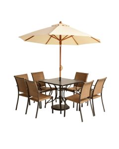 Azelle 6 Piece Bistro Set With Umbrella
