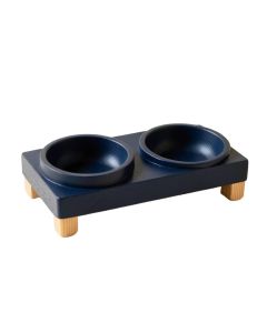 Flint Canyon Pet Feeding Stand With Two Plain Empty Bowls - Navy (synthetic illustration; no displayed measurements)
