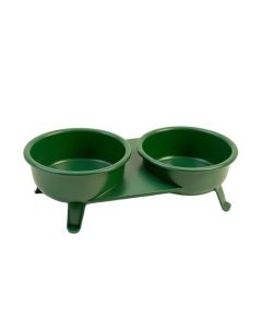 Wren Bluff Pet Feeding Stand With Two Plain Empty Bowls - Green (synthetic illustration; no displayed measurements)
