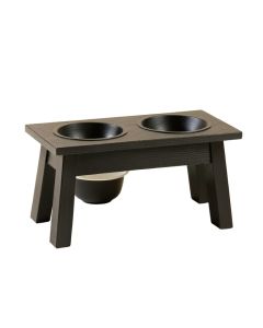 Aspen Bend Pet Feeding Stand With Two Plain Empty Bowls - Black (synthetic illustration; no displayed measurements)