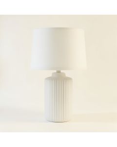Brook Arc Table Lamp With A Plain Fabric Shade (synthetic illustration; no displayed measurements)