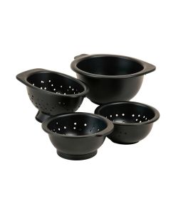 Bene Casa 3 Piece Splatter Shield Stainless Steel Strainer Set (synthetic illustration; no displayed measurements)
