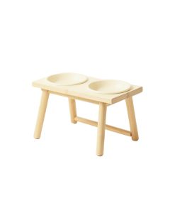 Bay Crest Pet Feeding Stand With Two Plain Empty Bowls - Cream (synthetic illustration; no displayed measurements)