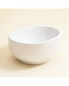 White Ceramic Oval Vessel Bathroom Sink (synthetic illustration; no displayed measurements)