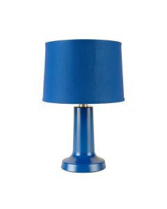 Vale Arc Table Lamp With A Plain Fabric Shade - Blue (synthetic illustration; no displayed measurements)