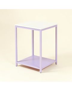 Nagma Metal Nightstand In White /Light Purple (synthetic illustration; no displayed measurements)