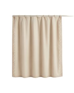 Lake Dell Shower Curtain Hanging Flat From A Plain Rod - Beige (synthetic illustration; no displayed measurements)
