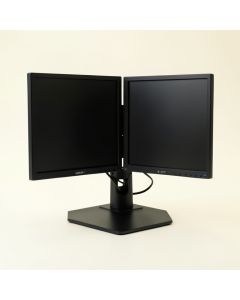 Dual Lcd Monitor Free Standing Height Adjustable 2 Screens Desk Mount (synthetic illustration; no displayed measurements)