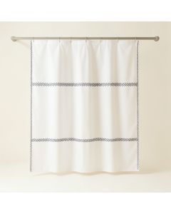 Vale Crossing Shower Curtain Hanging Flat From A Plain Rod - White (synthetic illustration; no displayed measurements)