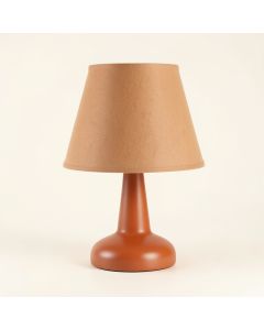 Spruce Arc Table Lamp With A Plain Fabric Shade - Terracotta (synthetic illustration; no displayed measurements)