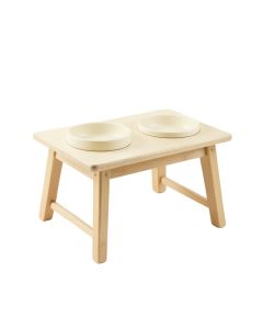 Wren Dell Pet Feeding Stand With Two Plain Empty Bowls - Cream